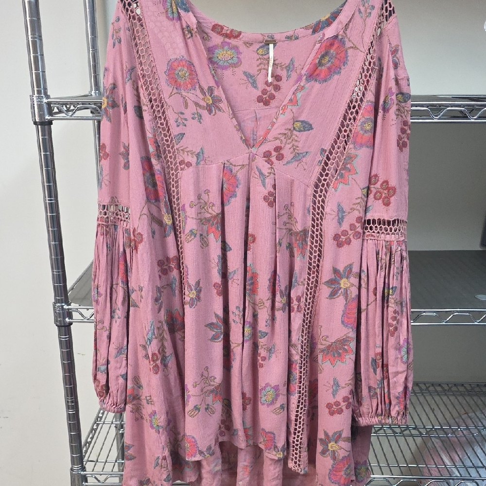 Free People Floral Pink Tunic
